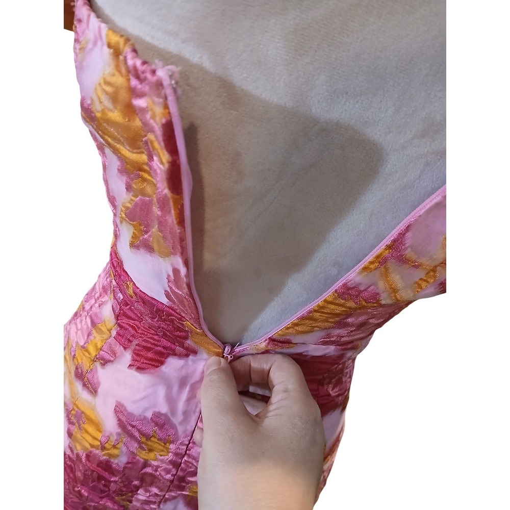 Lulus Corset Pink Floral Puff Mesh Sleeve Off Shoulder Mini Dress Milkmaid NWT - Picture 6 of 15